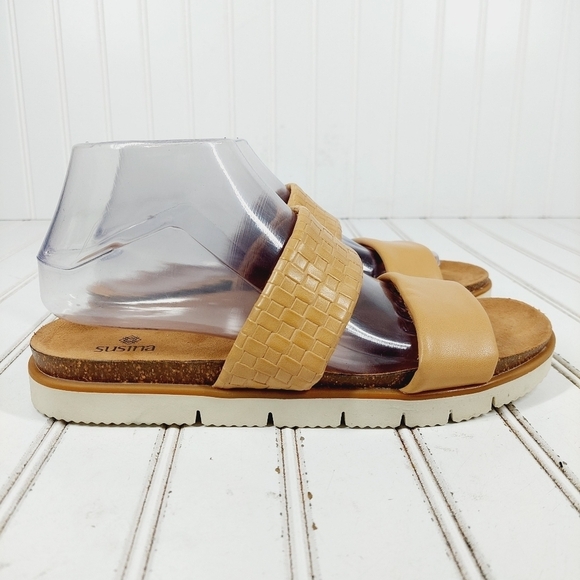 NEW Susina Luisa Tan Snakeskin Slip On Flat Summer Sandals M636 - Picture 5 of 11